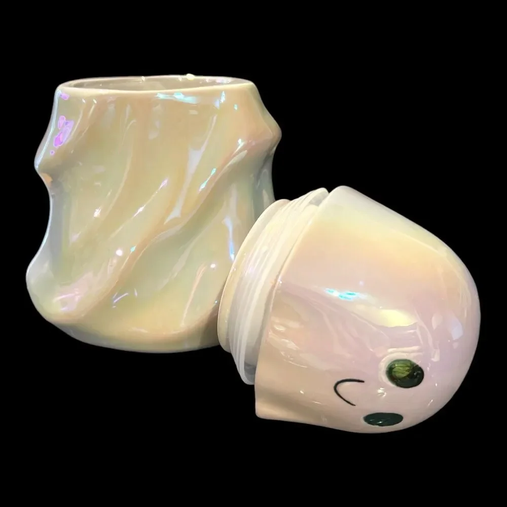 TARGET 2024 Iridescent Ceramic Ghost Canister Candy Jar 6.75” Silicone Gasket